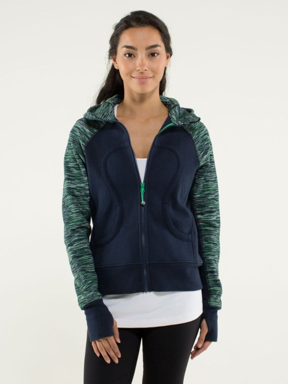 Lululemon Full Zip Scuba Hoodie in Inkwell / Wee Are From Space Green Bean